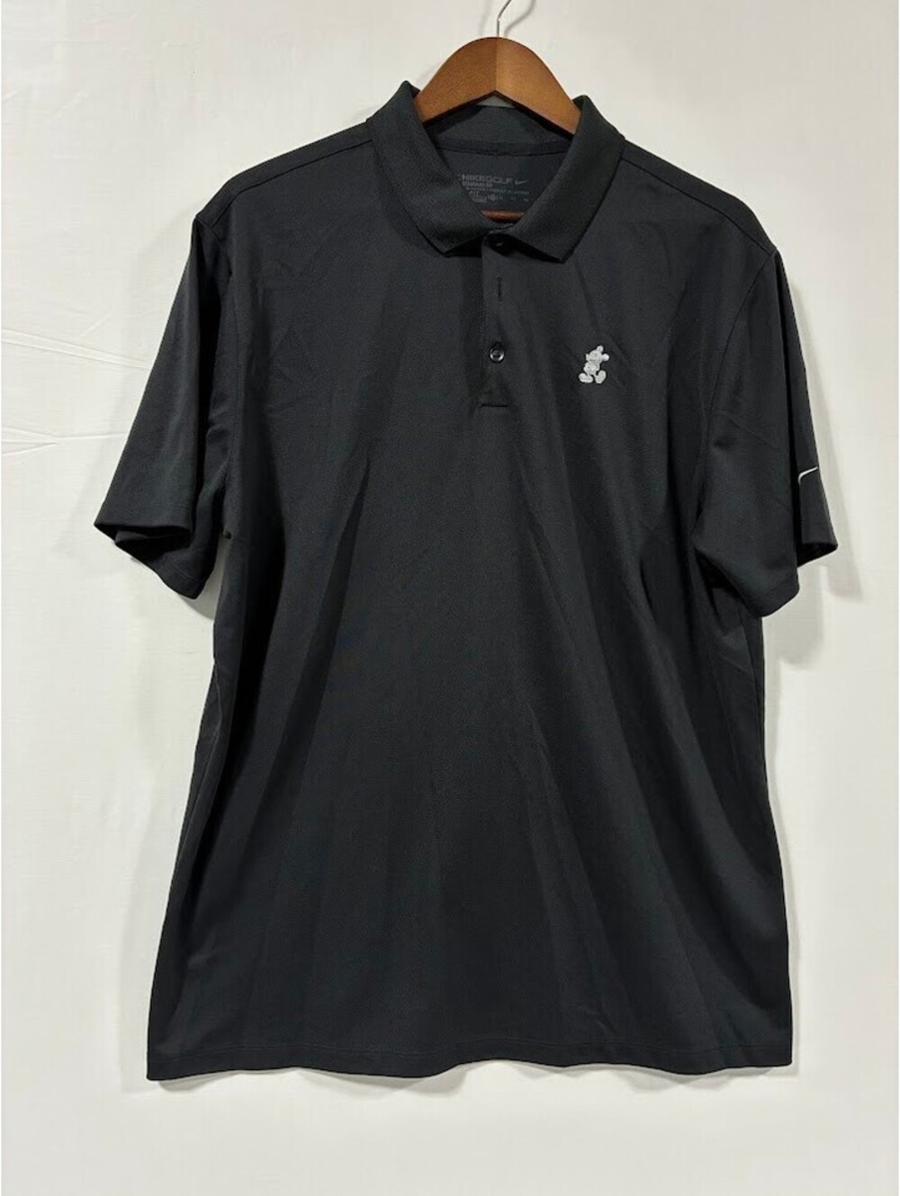 Nike Golf Standard Fit Dri-FIT Black Polo Shirt with Mickey Mouse Embroidery